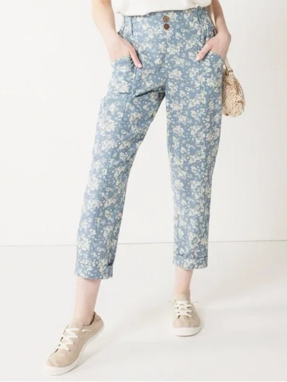 SO Blue Floral Straight-Leg Jeans
